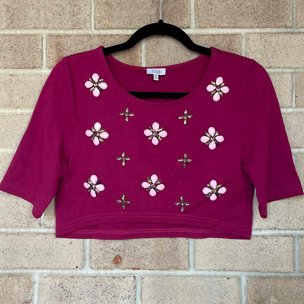 Tobi Gem Embellished Crop Top